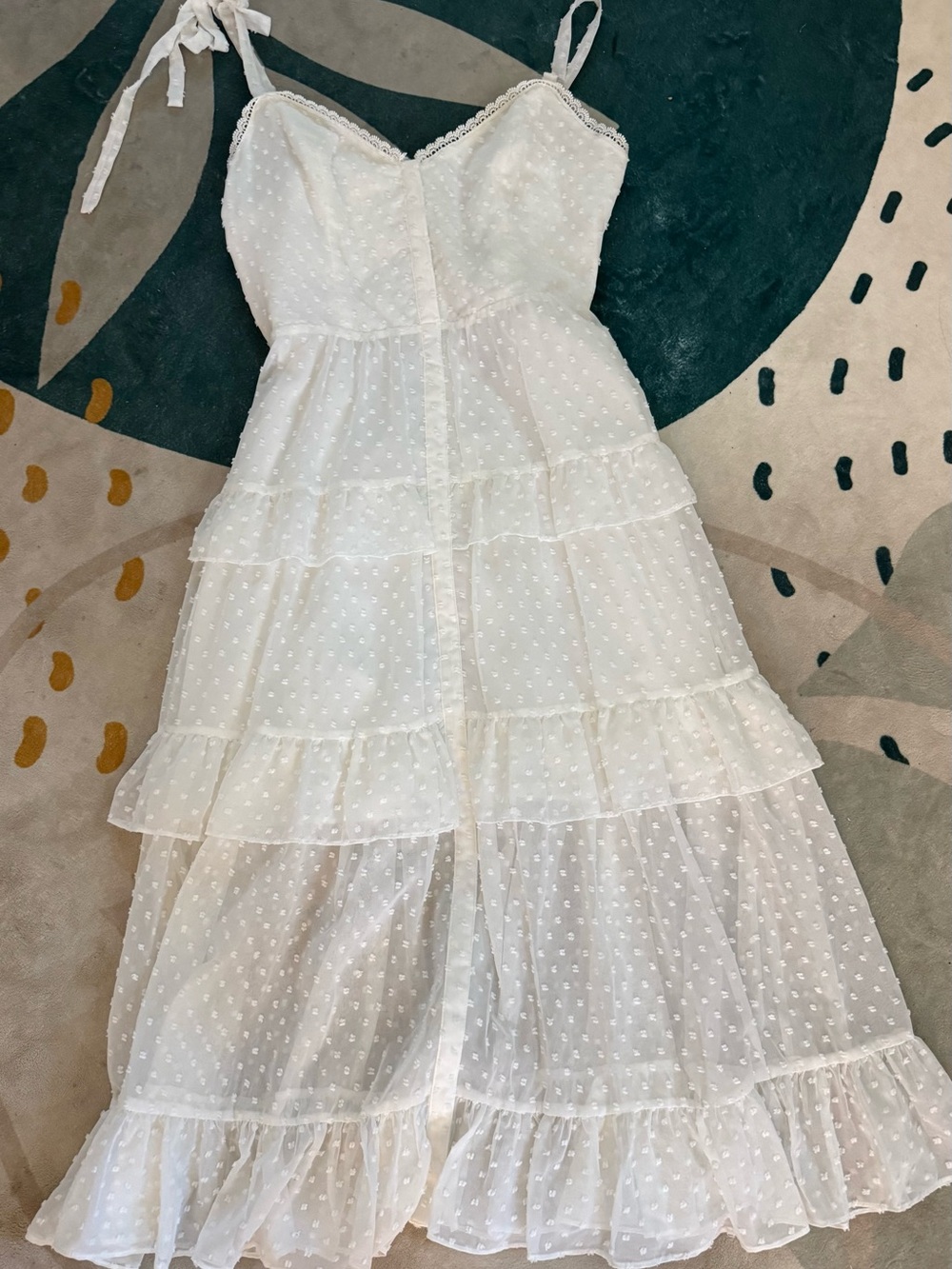 White Swiss Dot Tiered Midi Sundress